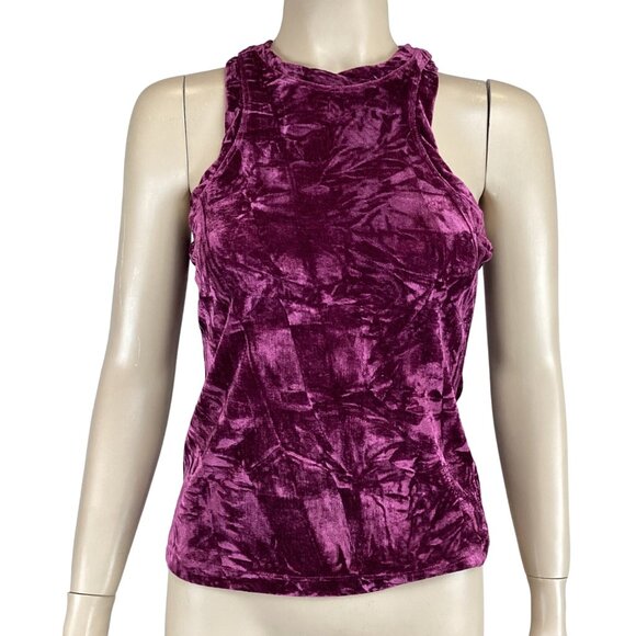 Pilcro Anthropologie Top Size Small Raspberry Red Velveteen Racerback Velvet - Picture 2 of 9